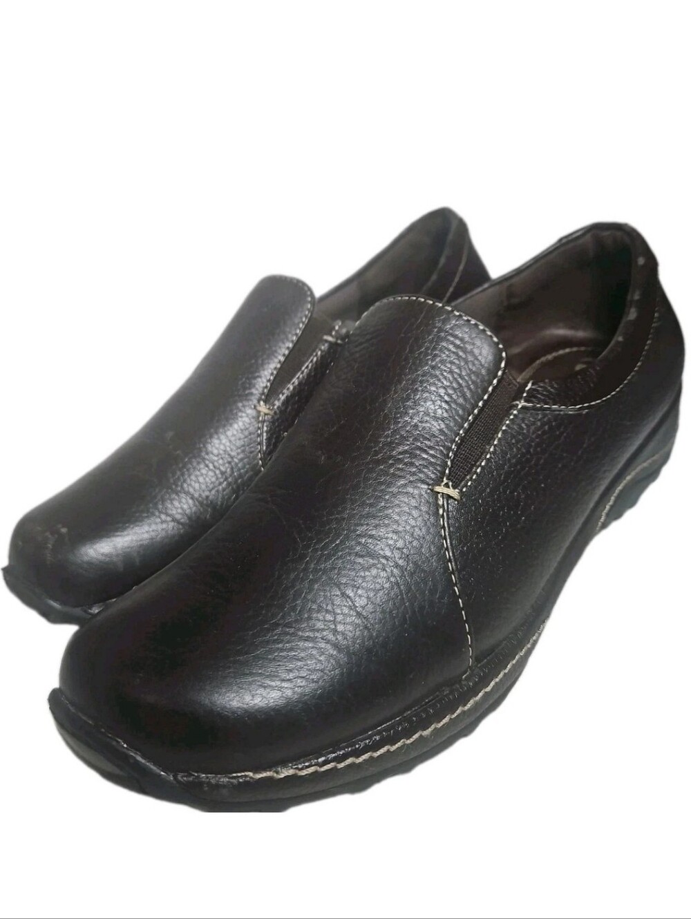 Baretraps Brown Leather Slip On Loafers Comfort Shoes Womens Size 7M Moc Toe[8C